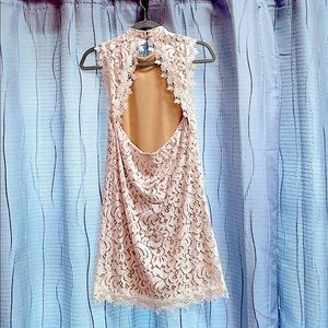 White Lace Mini Open Back Dress